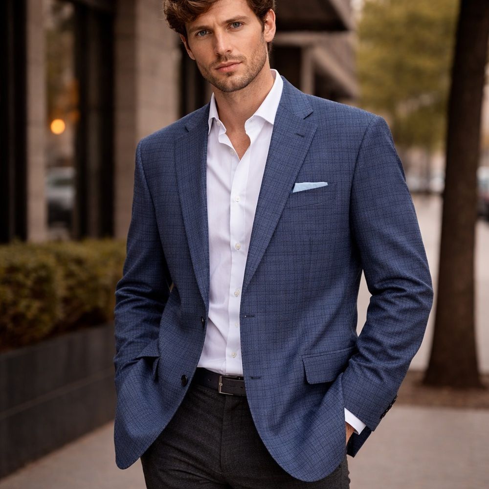 Ralph Lauren “Lauren” Classic Blue Check Blazer Tailored Sport Coat